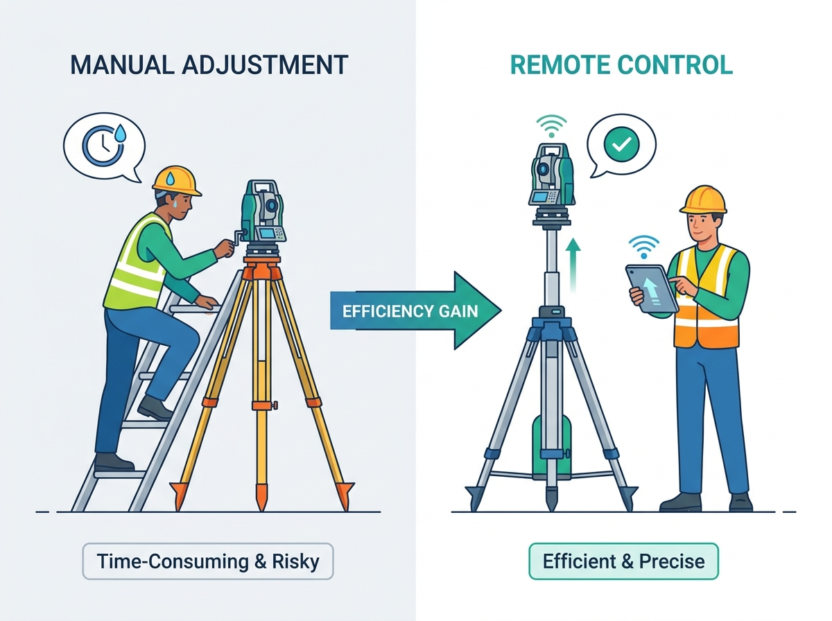 Ch&acirc;n m&aacute;y n&acirc;ng cao được điều khiển từ xa trong bố cục x&acirc;y dựng